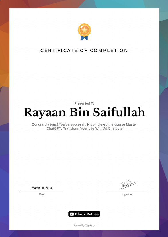 Certificate: Master ChatGPT - Completion